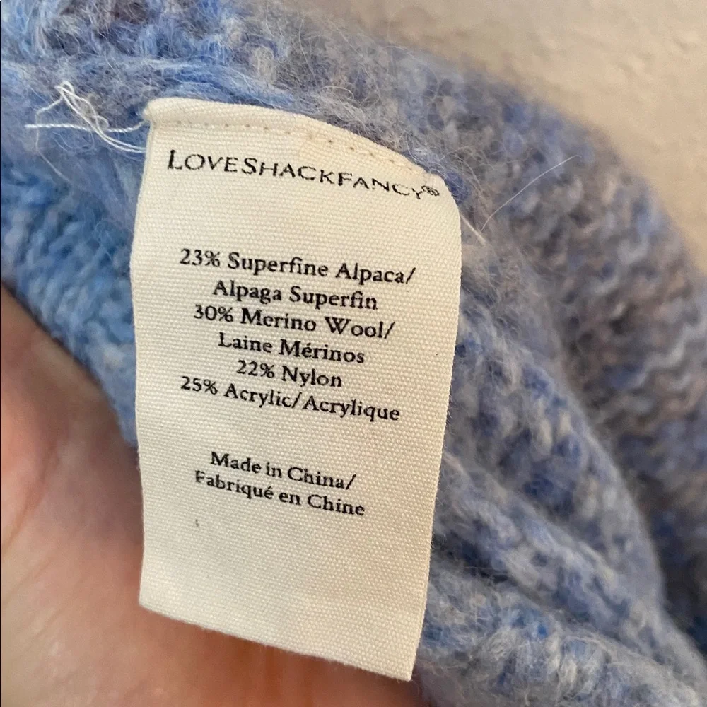 LoveShackFancy Blossom Alpaca Blend Knit Jogger Pants Blue Ombré XS
